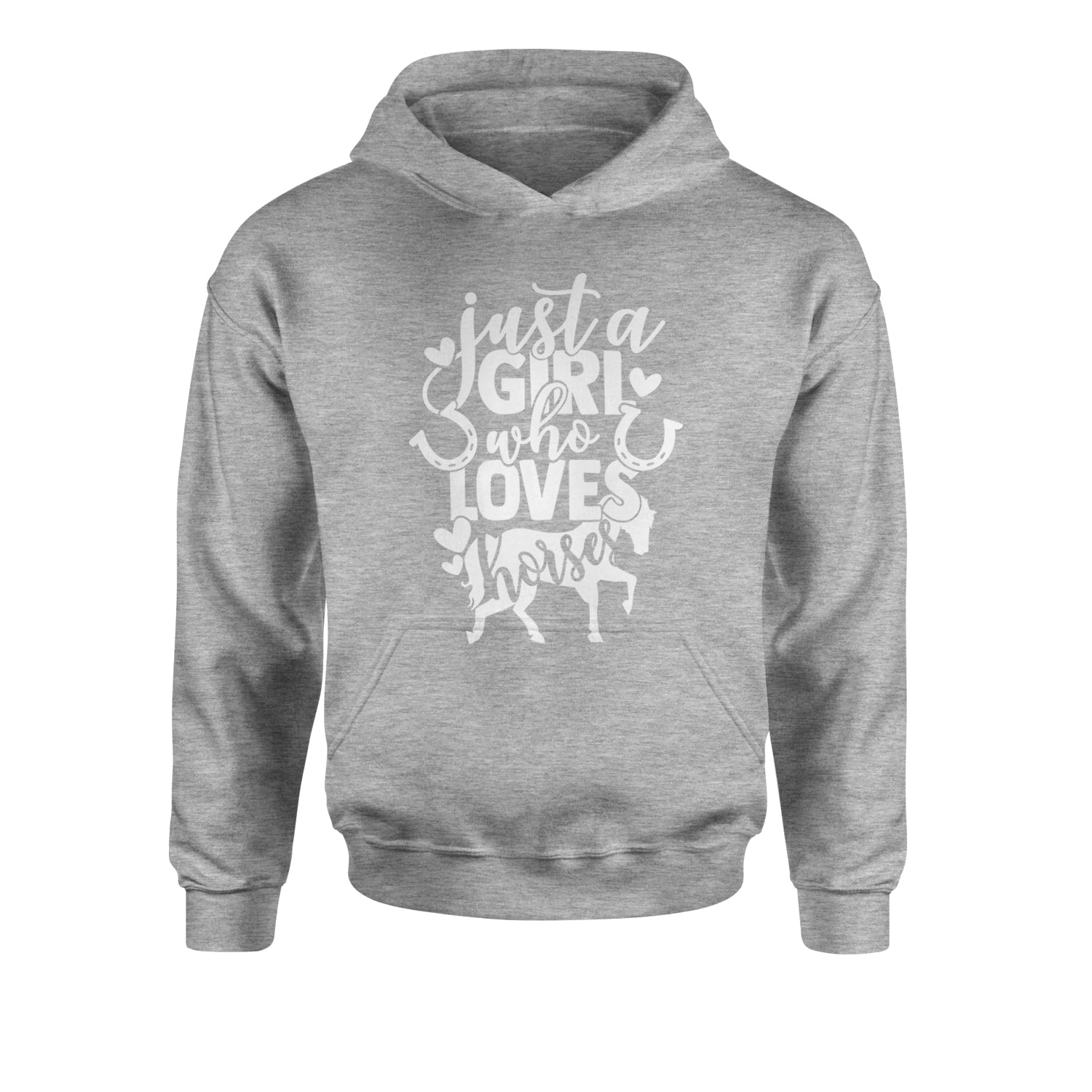 Just A Girl Who Loves Horses Youth-Sized Hoodie equestrian, equine, horse, horses, horseshoe, ponies, pony, shoe by Expression Tees