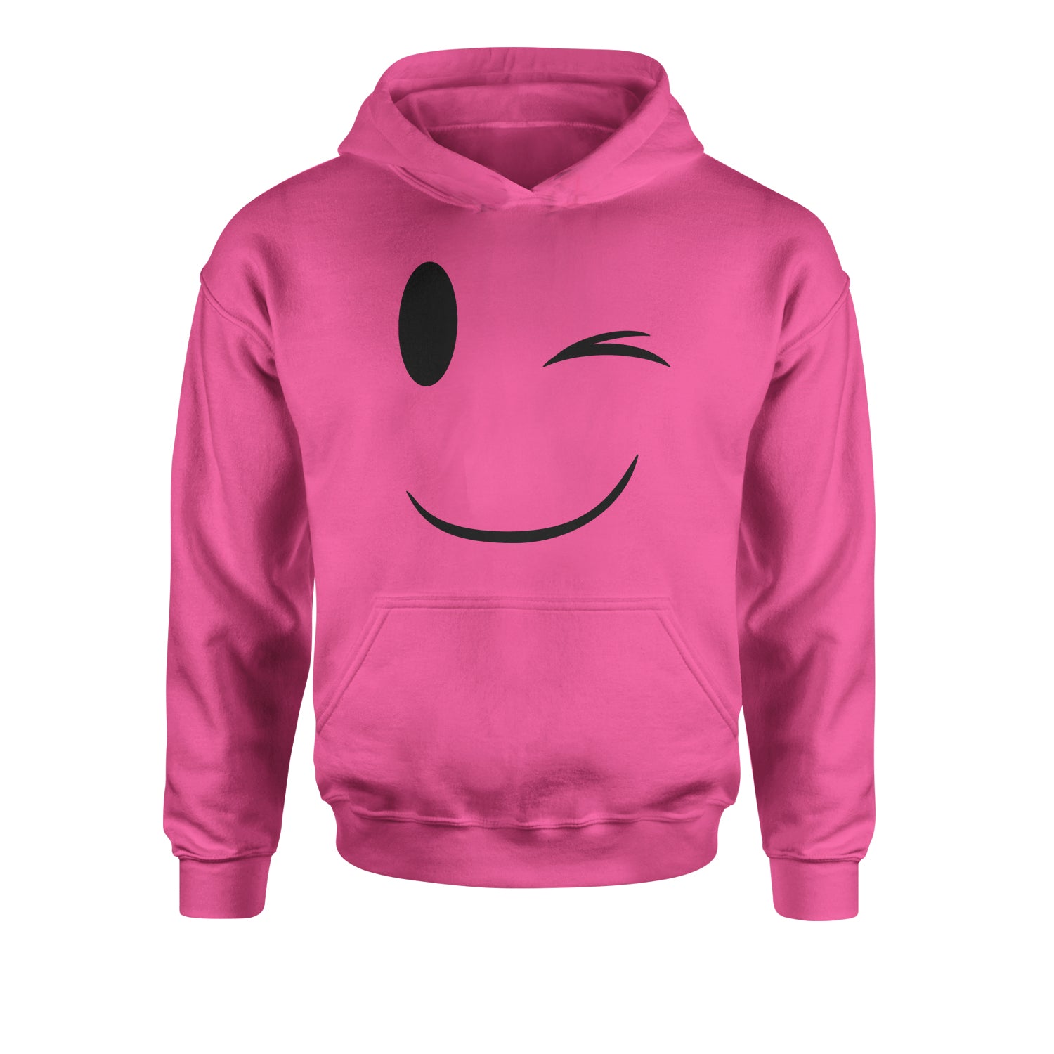 Emoticon Winking Smile Face Youth-Sized Hoodie cosplay, costume, dress, emoji, emote, face, halloween, smiley, up, yellow, youth-sized by Expression Tees