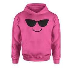 Emoticon Sunglasses Smile Face Youth-Sized Hoodie cosplay, costume, dress, emoji, emote, face, halloween, smiley, up, yellow, youth-sized by Expression Tees