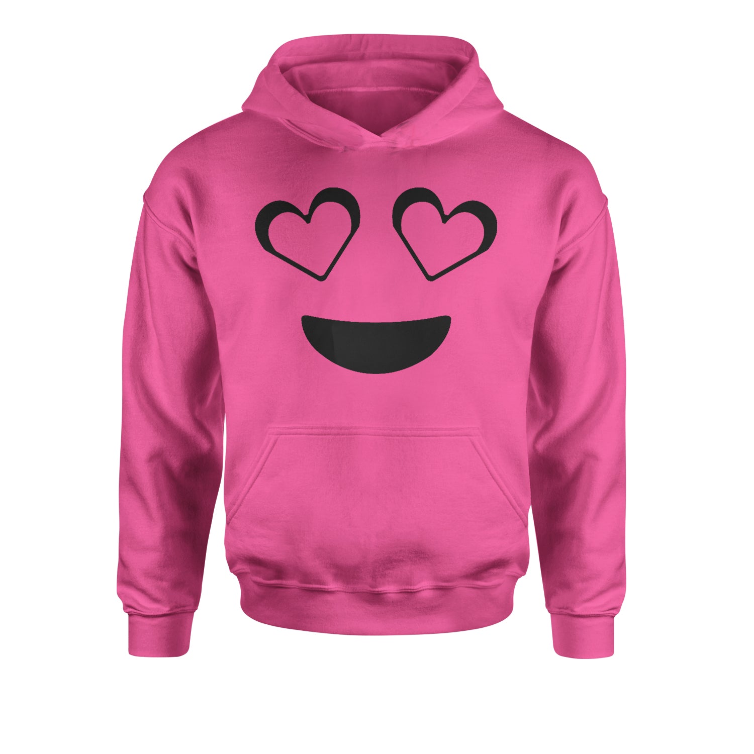 Emoticon Heart Eyes Smile Face Youth-Sized Hoodie cosplay, costume, dress, emoji, emote, face, halloween, Smile, up, yellow by Expression Tees