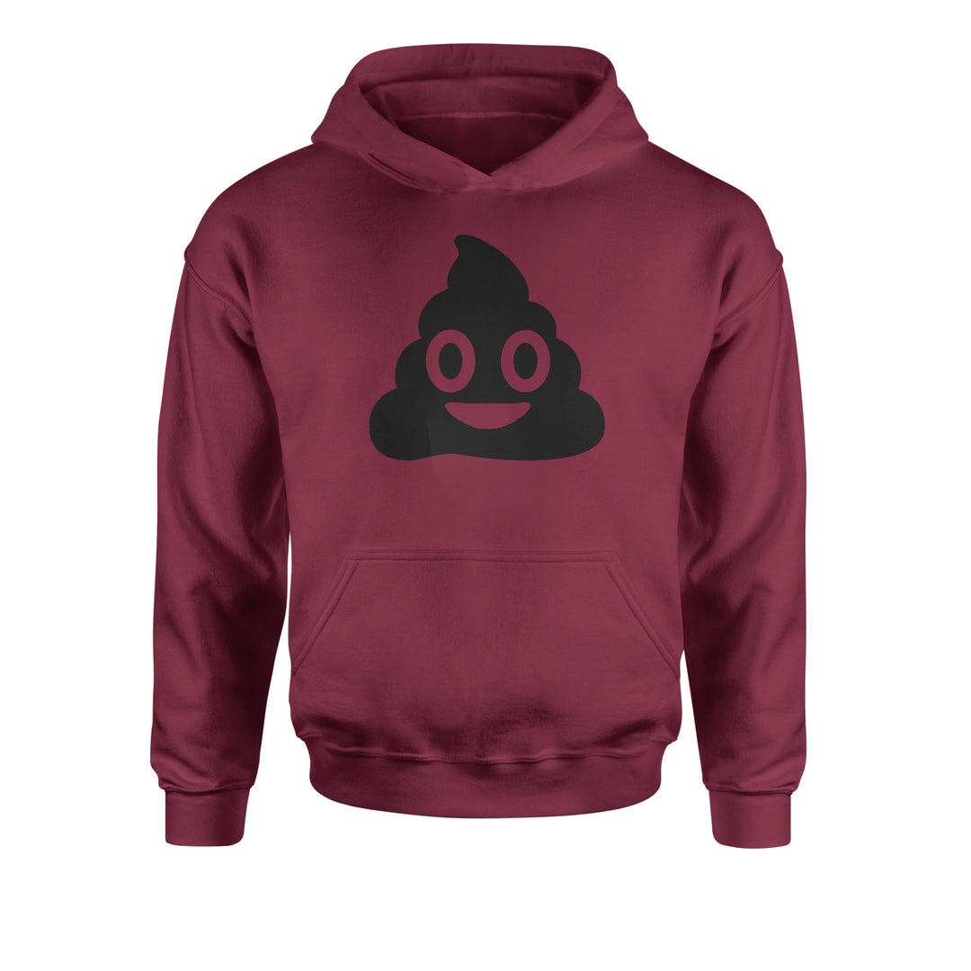 Emoticon Poop Face Smile Face Youth-Sized Hoodie cosplay, costume, dress, emoji, emote, face, halloween, smiley, up, yellow, youth-sized by Expression Tees