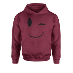 Emoticon Winking Smile Face Youth-Sized Hoodie cosplay, costume, dress, emoji, emote, face, halloween, smiley, up, yellow, youth-sized by Expression Tees