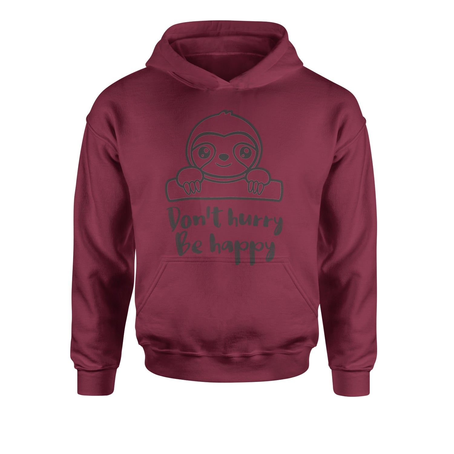 Sloth Don't Hurry Be Happy Youth-Sized Hoodie fun, funny, sloth, sloths by Expression Tees
