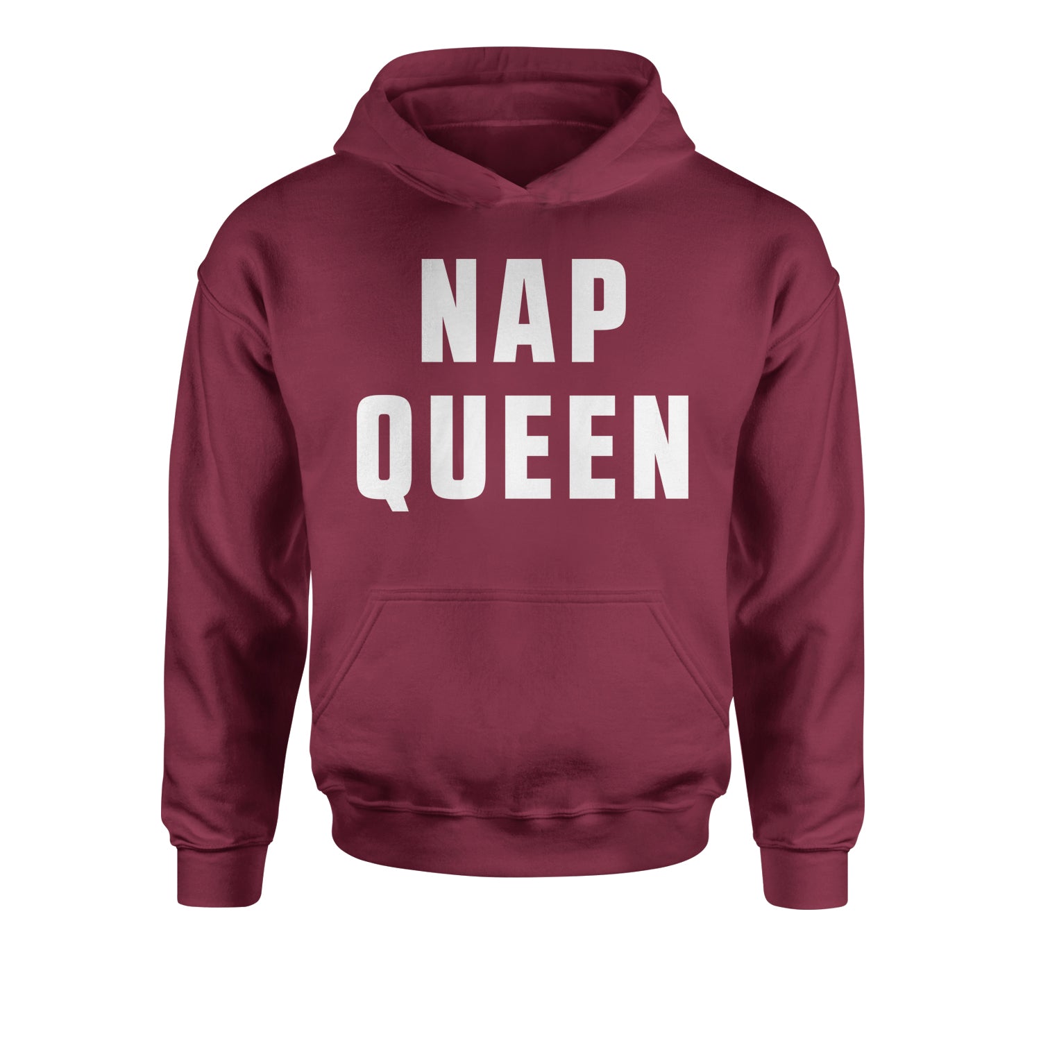 Nap Queen (White Print) Comfy Top For Lazy Days Youth-Sized Hoodie all, day, function, lazy, nap, pajamas, queen, siesta, sleep, tired, to, too by Expression Tees
