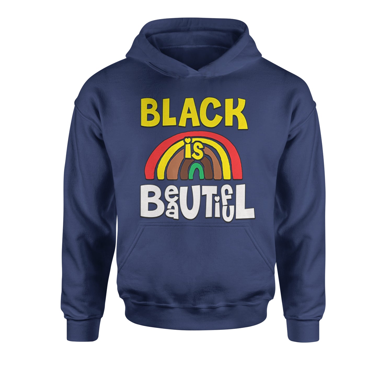 Black Is Beautiful Rainbow Youth-Sized Hoodie african, africanamerican, american, black, blackpride, blm, harriet, king, lives, luther, malcolm, march, martin, matter, parks, protest, rosa, tubman, x by Expression Tees