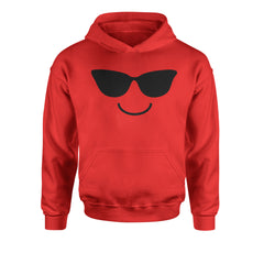 Emoticon Sunglasses Smile Face Youth-Sized Hoodie cosplay, costume, dress, emoji, emote, face, halloween, smiley, up, yellow, youth-sized by Expression Tees