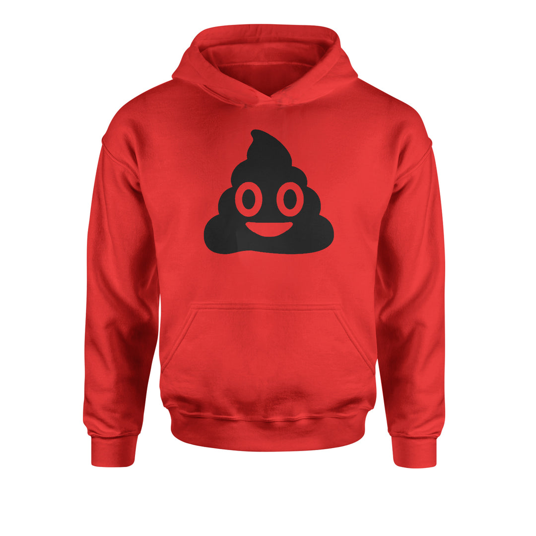 Emoticon Poop Face Smile Face Youth-Sized Hoodie cosplay, costume, dress, emoji, emote, face, halloween, smiley, up, yellow, youth-sized by Expression Tees