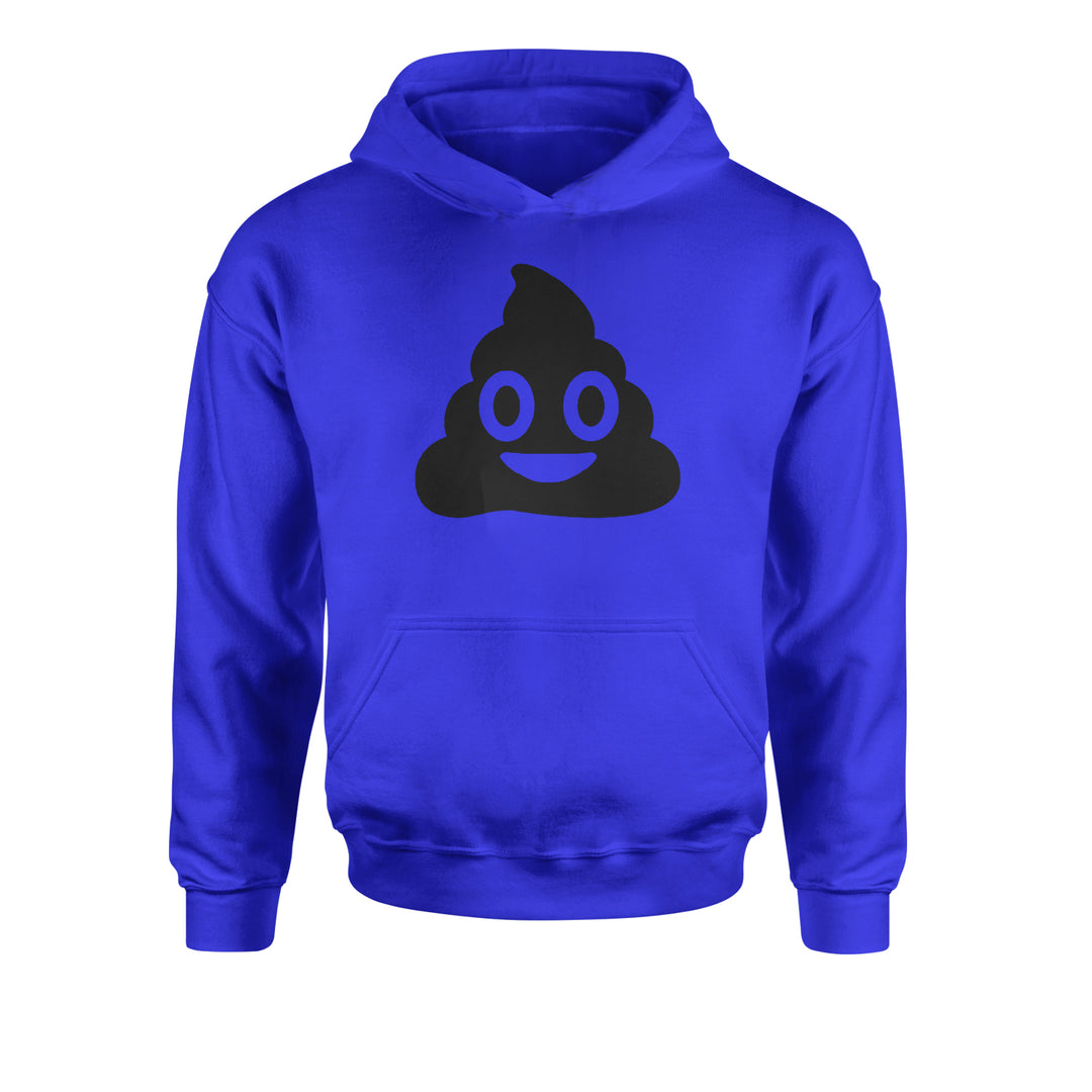 Emoticon Poop Face Smile Face Youth-Sized Hoodie cosplay, costume, dress, emoji, emote, face, halloween, smiley, up, yellow, youth-sized by Expression Tees