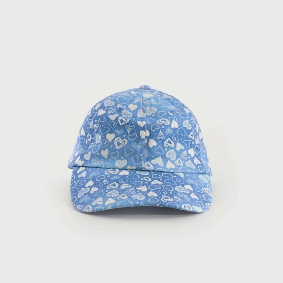 Blue Hearts Satin-Lined Baseball Hat